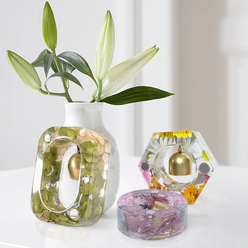 Mould DIY Crystal Resin Casting Mold Hexagonal Rectangular Heart-Shaped Resin Plaster Aromatherapy Oval Doorbell Silicone Molds