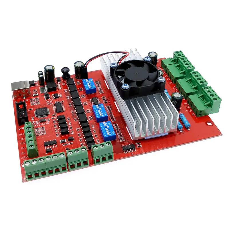 3 Axis USB Motion Control Breakout Board With Cooling Fan 100Khz MACH3 CNC Equipment Stepper Motor Drive Interface Module