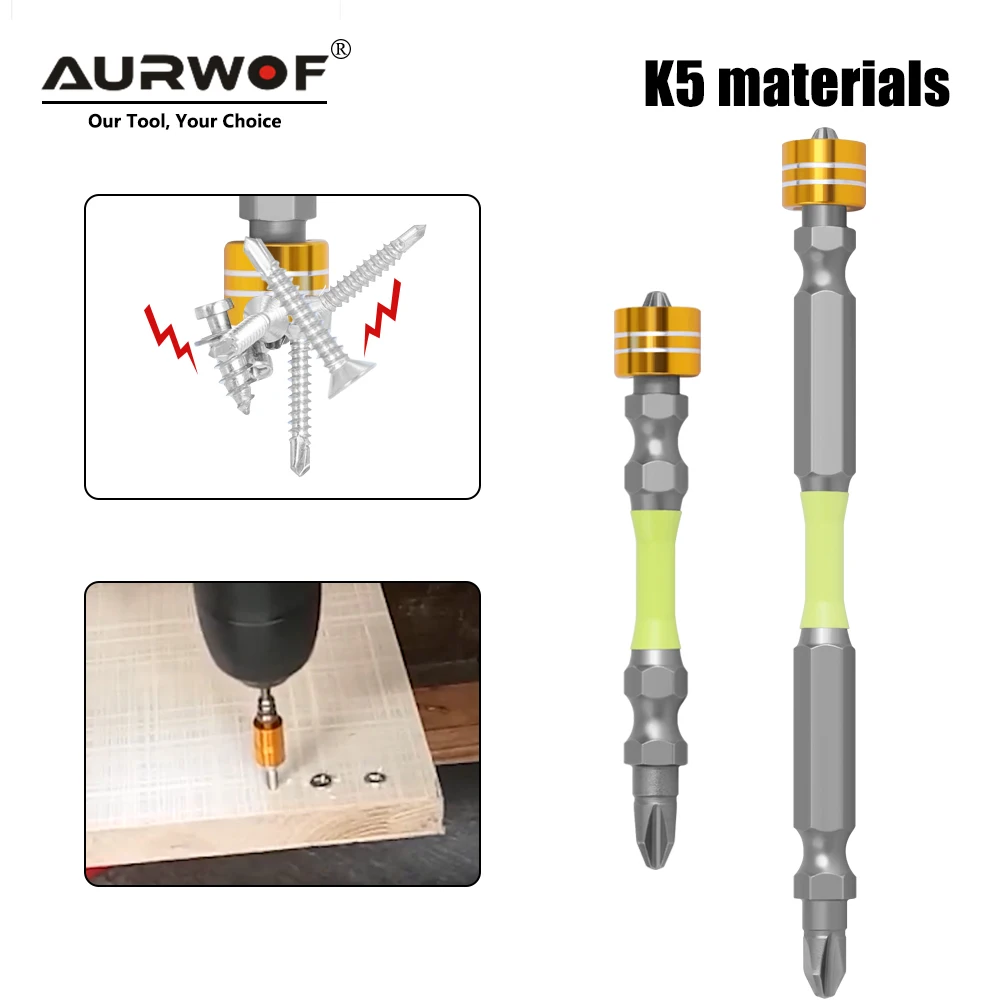 

AURWOF Nunchaku Strong Magnetic Batch Head Cross Electric Magnetic Coil K5 Material PH2 Screwdriver Electric Drill Screwdriver