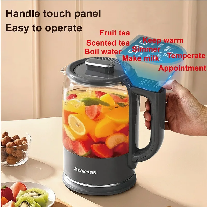 1.8L وعاء صحي متعدد الوظائف مكتب حجز الزجاج إبريق شاي بالأعشاب المزهرة التحكم في درجة الحرارة إبريق الشاي البخاري غلاية كهربائية منزلية #3