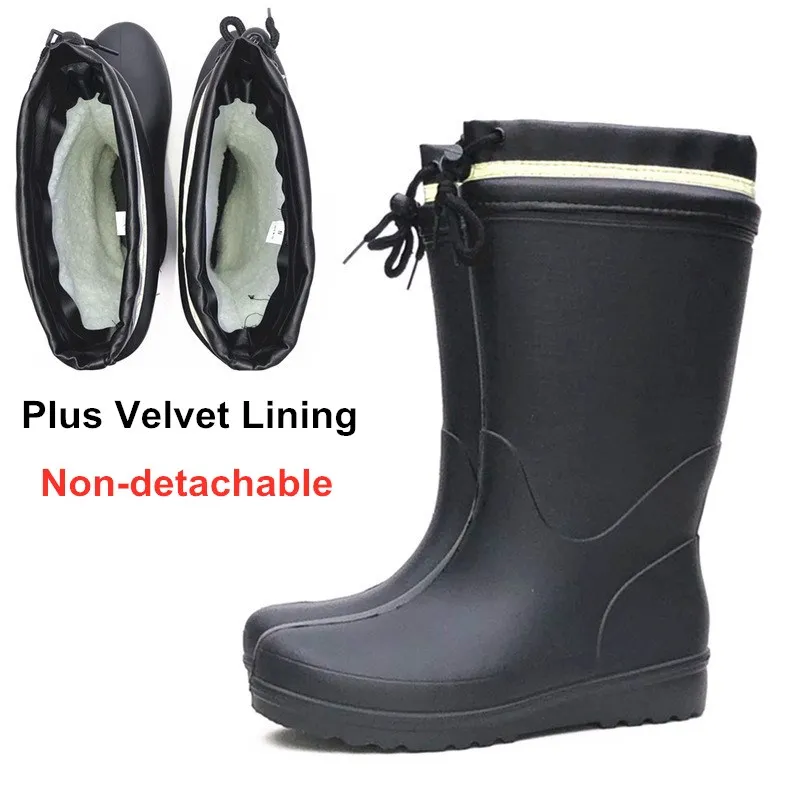 Autumn Winter Warm Plus Velvet Rain Boots EVA Lightweight Thick Non-slip Waterproof Men Women Outdoor Fishing Boots Wading Shoes