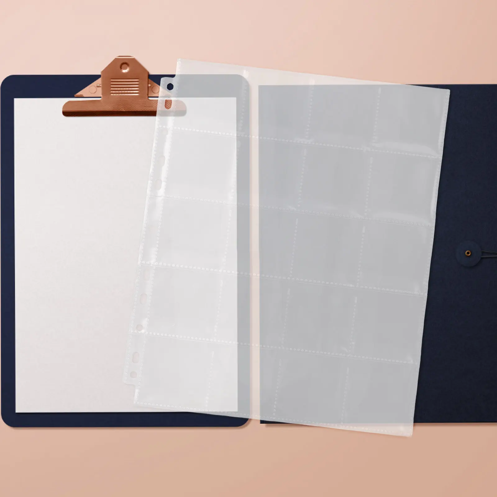 

30Pcs Clear Reusable Film Negative Binder Holder Pages with Removable Binder Holes for Safe Acid-Free Negative Film Storage