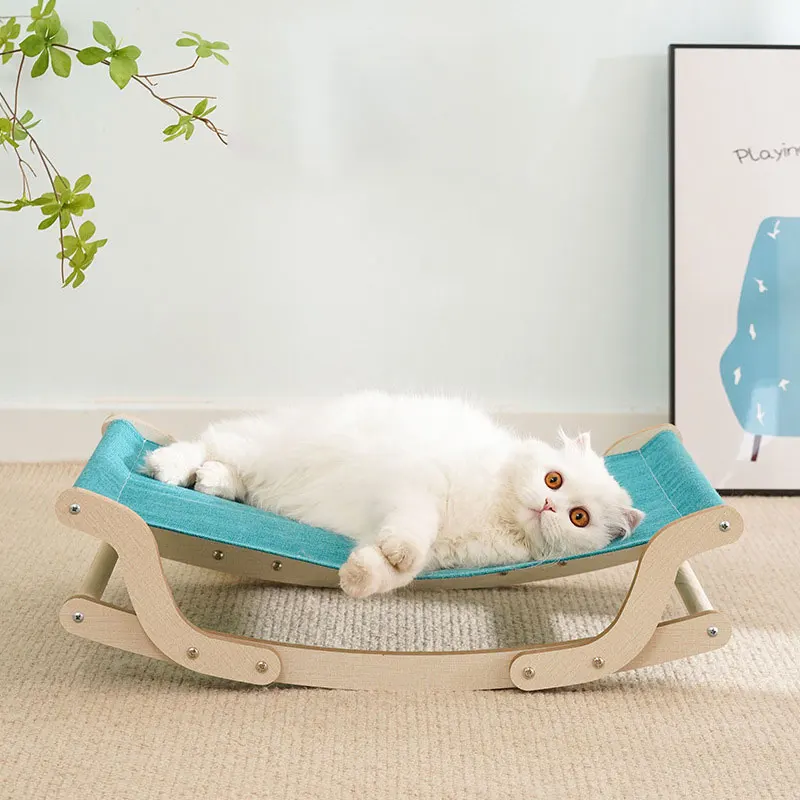 

Wooden Cat Bed Comfortable Cat Hammock Cat Tree Swing Detachable Kitten Recliner Moisture-Proof Pet Puppy Sleeping Rocking Bed