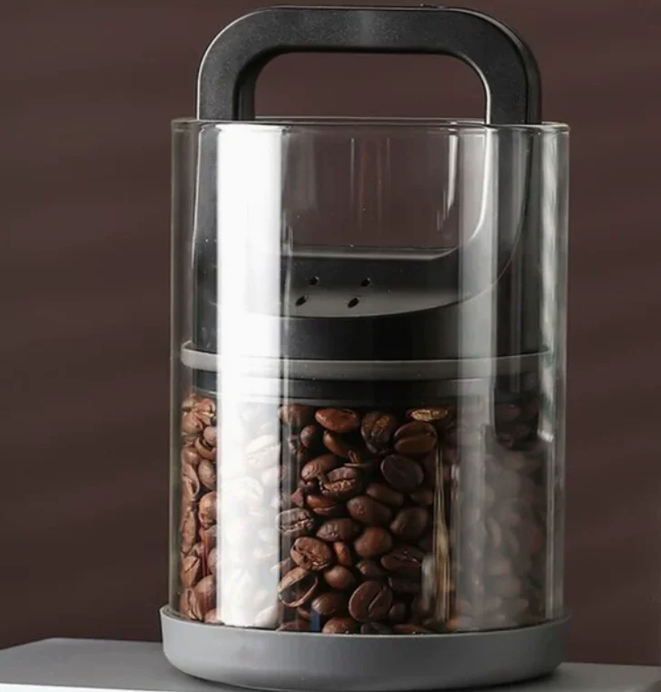 Clear Vacuum Sealed Coffee Bean Storage Canister Moisture Proof Ventilated Fresh Keeping Tank for Kitchen CoffeeFoodPreservation