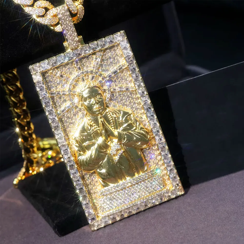 LYEE CYEE Hip Hop Luxury Square Statue of Liberty Portrait Pendant Necklace Street Party Accessories Geometric Fashion Charm Jewelry Men's and Women's Valentine's Day Gifts Birthday/Festival Jewelry