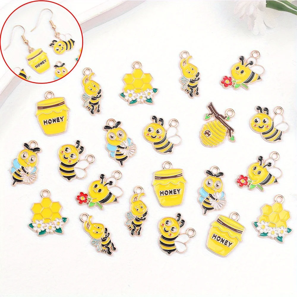 3/7/13 قطعة المعلقات على شكل نحلة صفراء وخلية النحل ، أقراط قلادة ذاتية الصنع ، إكسسوارات تزيين هدايا عيد الحب والهالوين