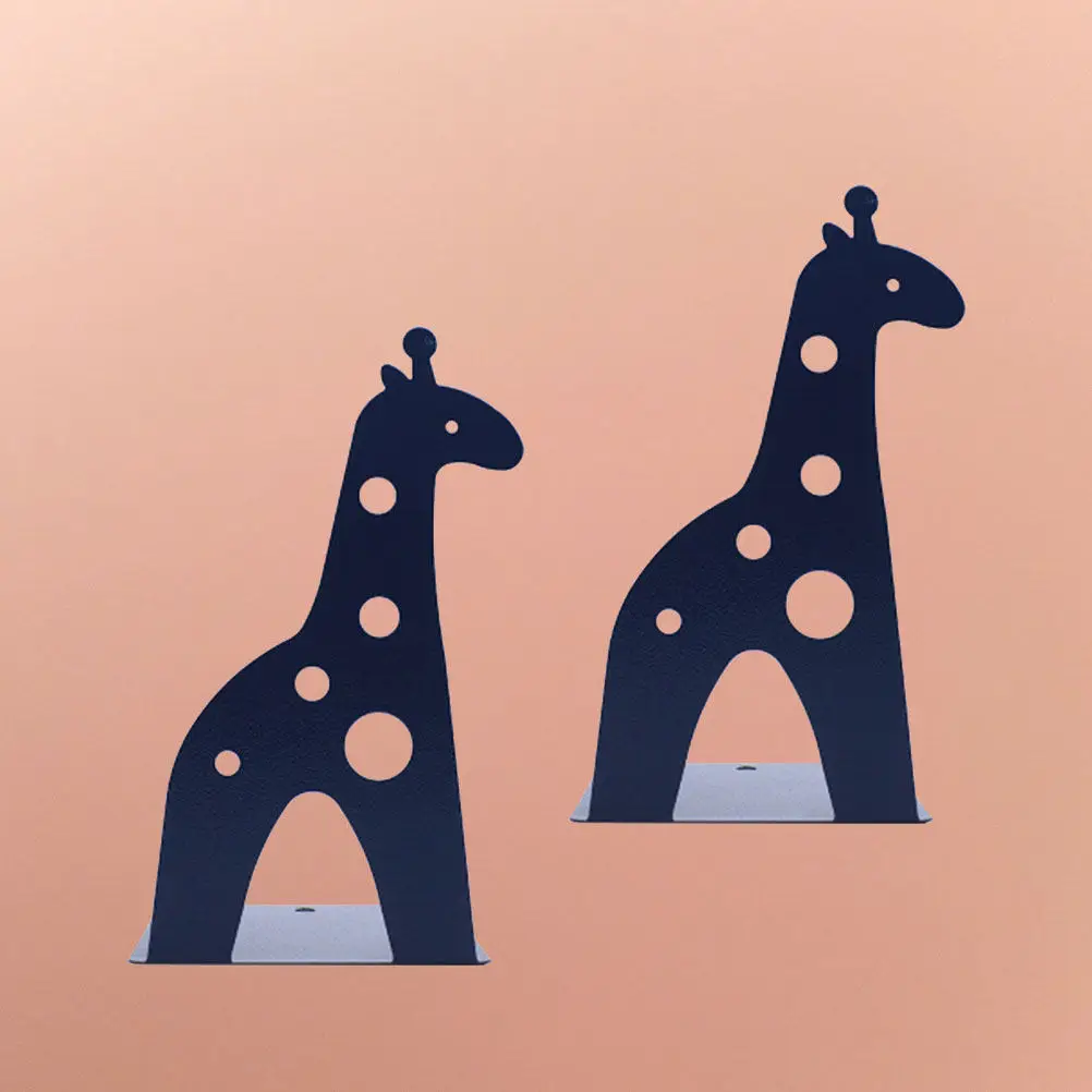 2Pcs Giraffe Bookends Nonskid Metal Book Stand Creative Book Supports for Desk Shelf Home Office Organizer Bookends Shelves