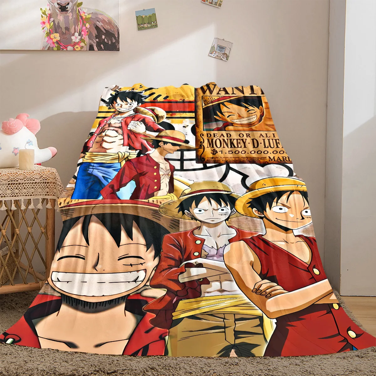 Anime Luffy Print Decke, warme, bequeme Flanelldecke für Schlafzimmer, Sofas, Betten, Stühle LXR143