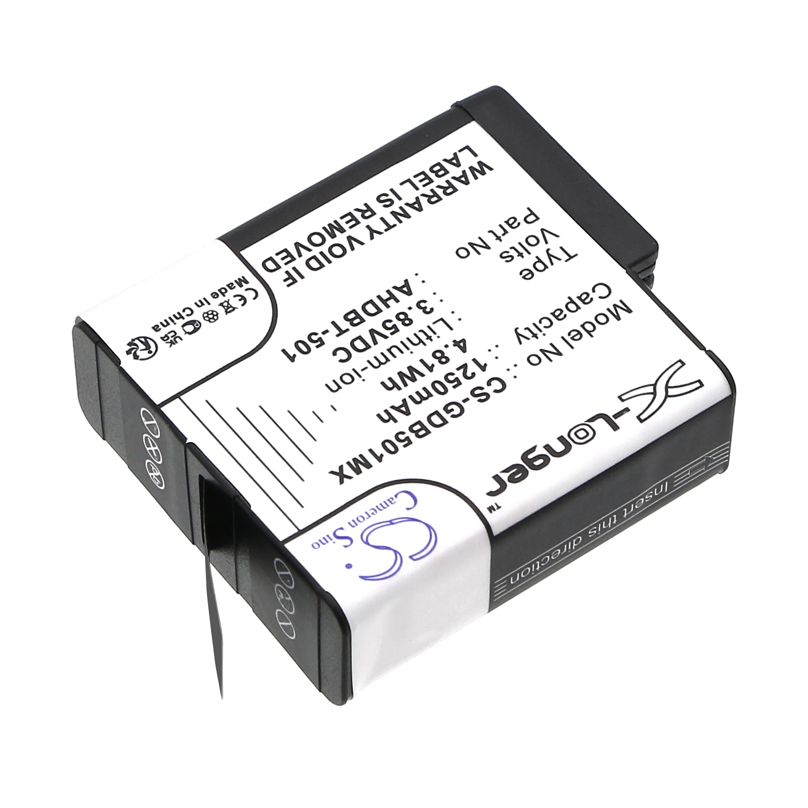 Battery for GoPro Hero 5,CHDHX-501,ASST1,Hero 6,AABAT-001,AABAT-001-AS,601-10197-00,Hero 7 (900mAh / 1250mAh) 3.85V