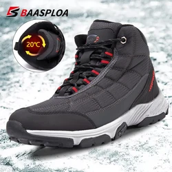 Baasploa 2023 novos sapatos de algodão de couro masculino botas à prova dwaterproof água viagem caminhadas sapatos quentes tênis de inverno sapatos casuais caminhada