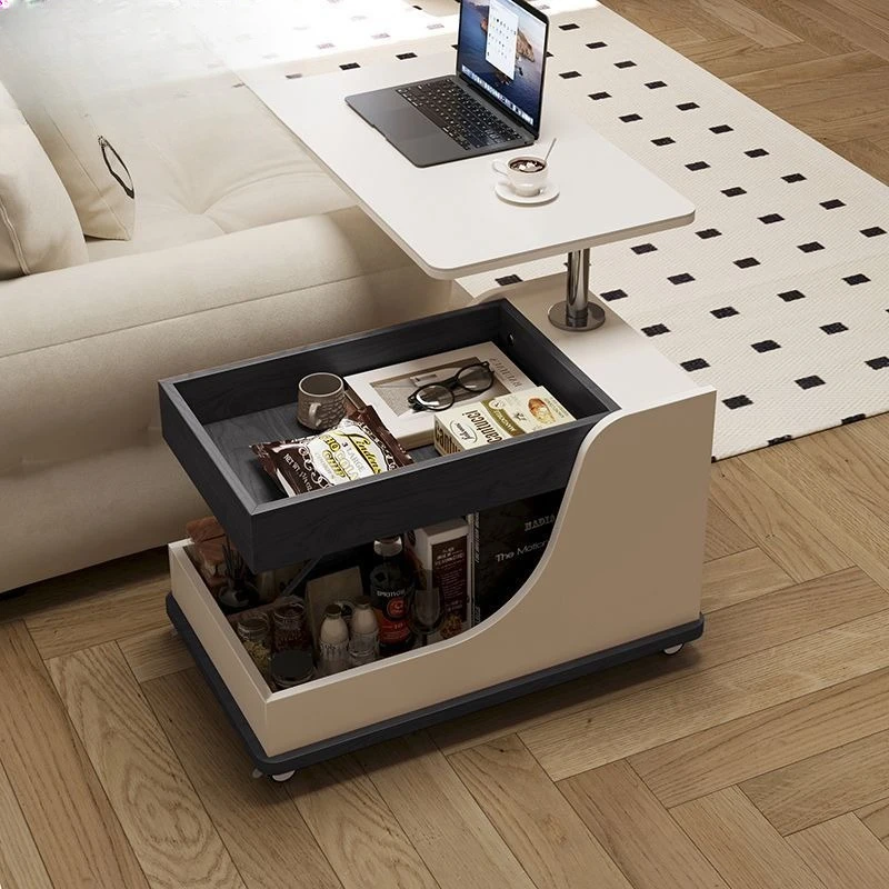 

Multifunctional movable coffee table living room home rock slab sofa cart lifting rotating