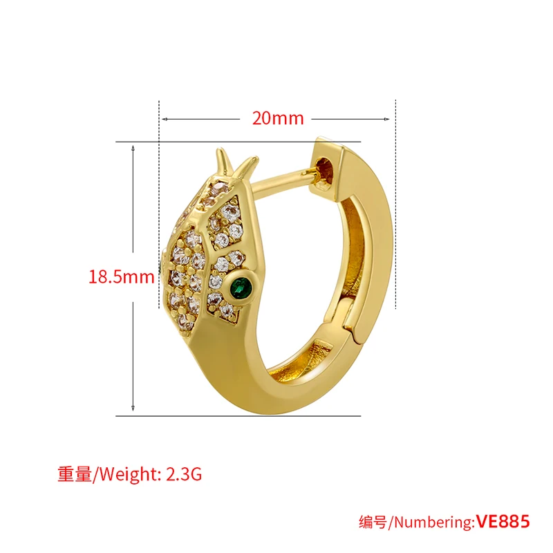 ZHUKOU Snake Round Hoop earrings Oval Cubic Zirconia Hoops women exquisite Gold color piercing huggie earrings wholesale VE884