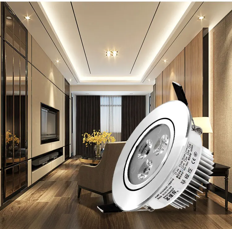 Srebrny Ultra gorgeous led typu downlight wpuszczana szafka ścienna AC220V 220V 3W wpuszczane led Spot dekoracja świetlna lampa sufitowa strona