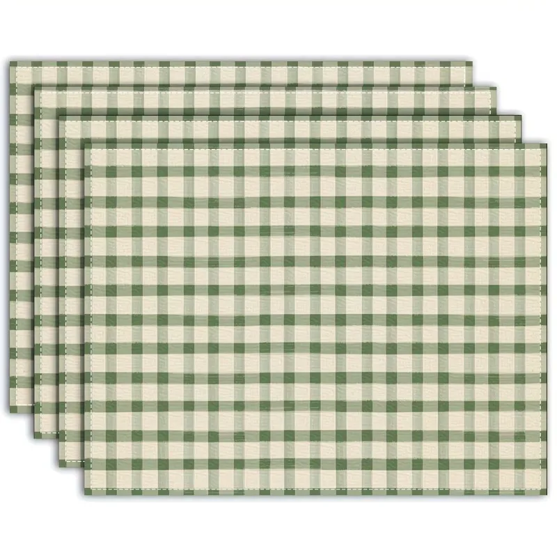Simple Checkered and Striped Printed Tablemats Kitchen and Dining Room Decorations Stylish Seasonal Farmhouse Table Mats