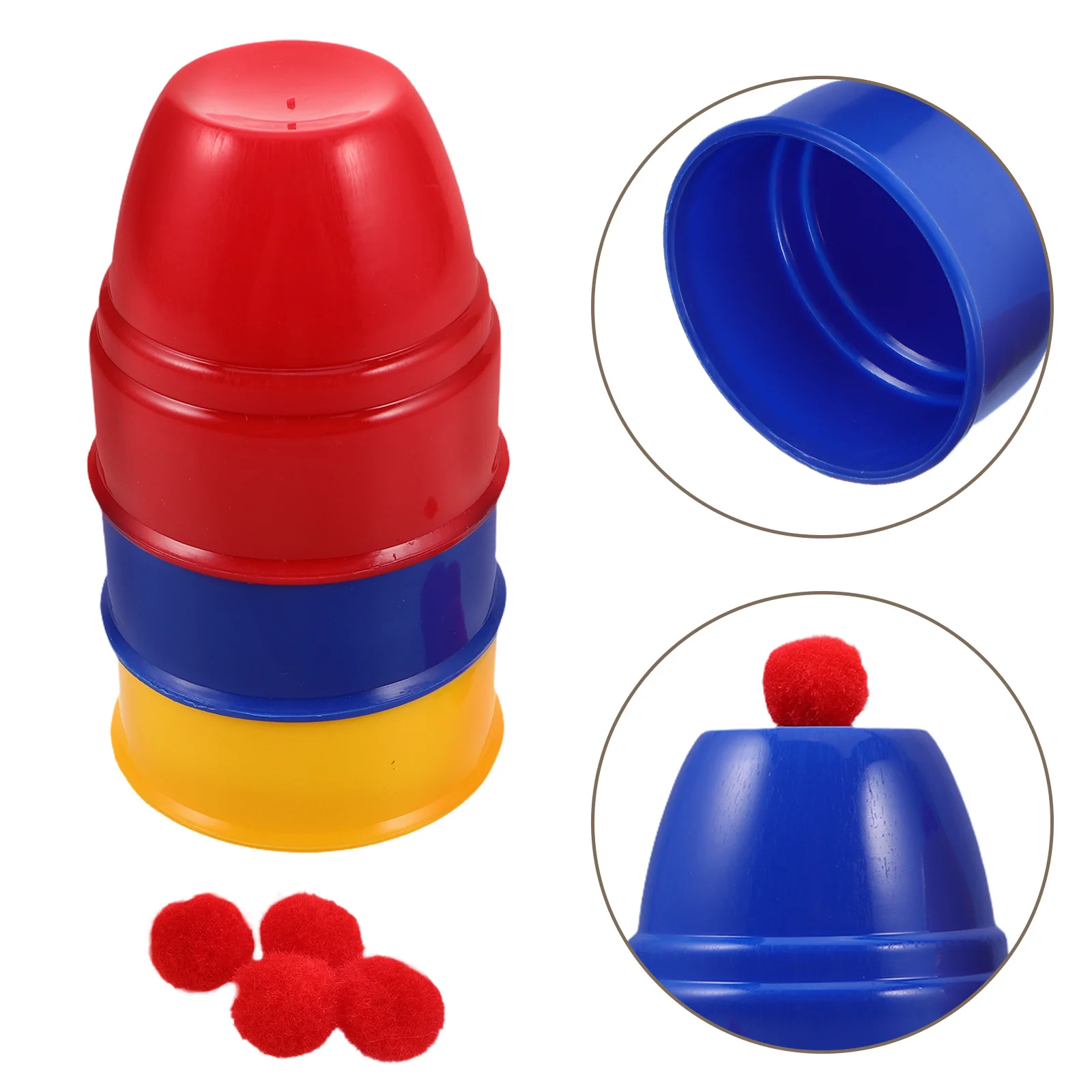 10Sets Cups and Balls Trick Kit Trick Cups Knitted Balls Magician Props for Kids Parties Beginners Tricks for Kids