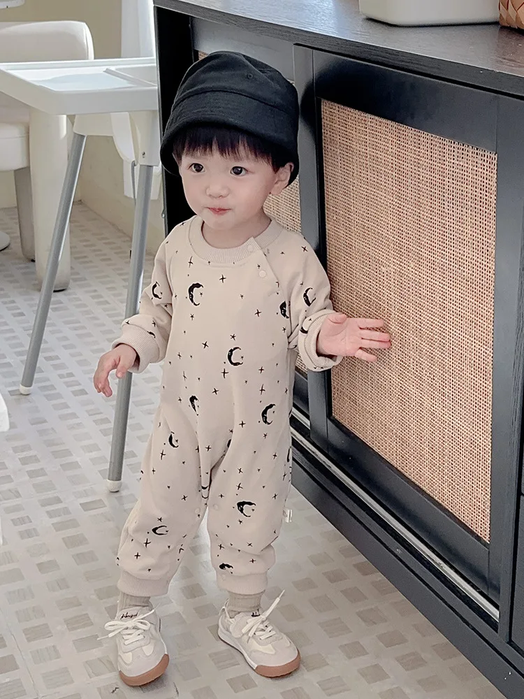 Autumn And Spring Newborn Infant Baby Boys And Girls Cotton Baby Set O-neck Long-sleeved T-shirt Star Casual Fashion Trousers