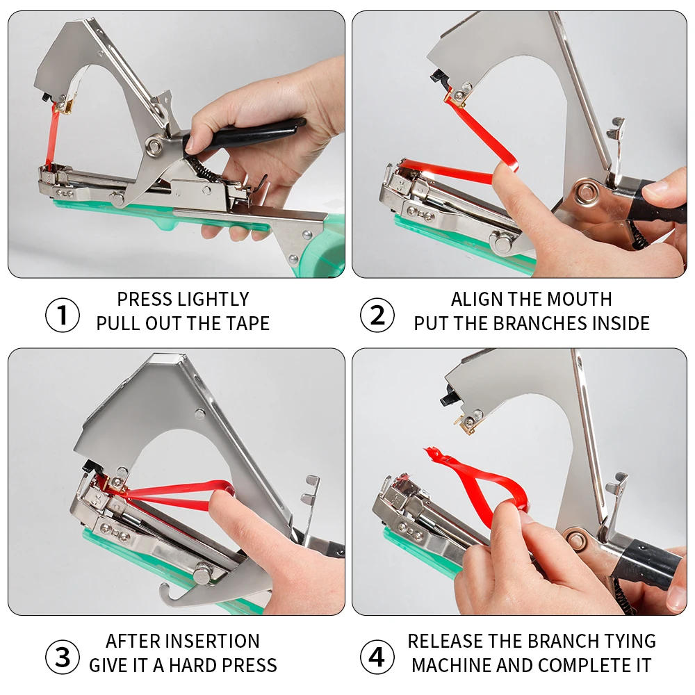 Juego de máquinas de encuadernación de cultivos, herramientas de jardín, máquina de atado manual de correas, máquina de ramas de uva, cinta, clavos,