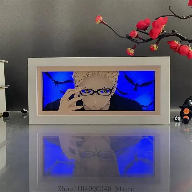 Anime GAME Haikyuu Kei Tsukishima Paper Cut Shadow Led Light Box per la decorazione della camera Lightbox Kid Compleanno Anime Lampada da tavolo Power