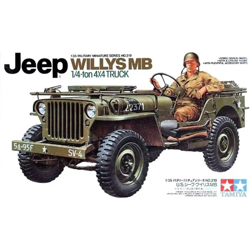 Tamiya 35219 Jeep Willys MB 1/4ton 4X4 Truck 1/35 Military Assembled Scale Model Kit DIY Toy, Collection Birthday Gift