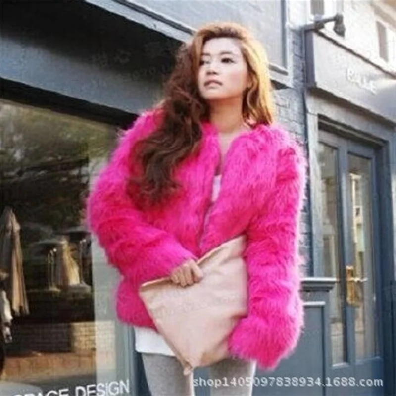 Imitation Fox Fur Coat Women Autumn Fur Jackets 2021 Short Solid Color Long-Sleeved Hoodies Winter Jacket Korean Fashion Parkas