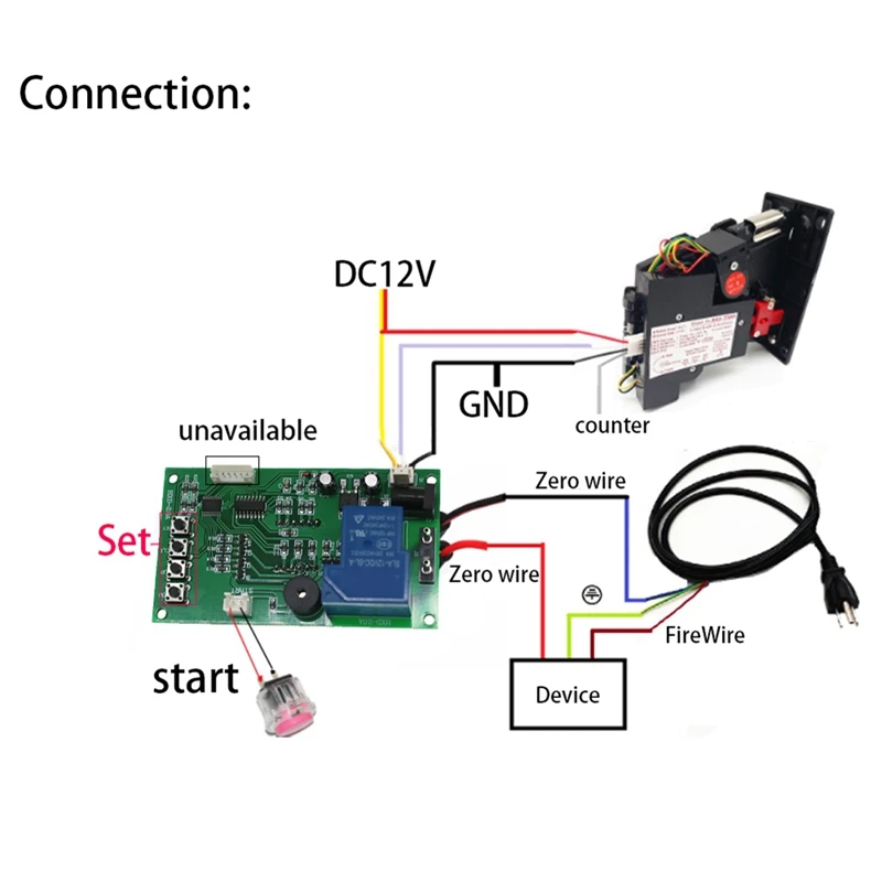 Four Digits Timer Control Board For Coin Acceptor Massage Chair Water Arcade Vending Washing Machine Game