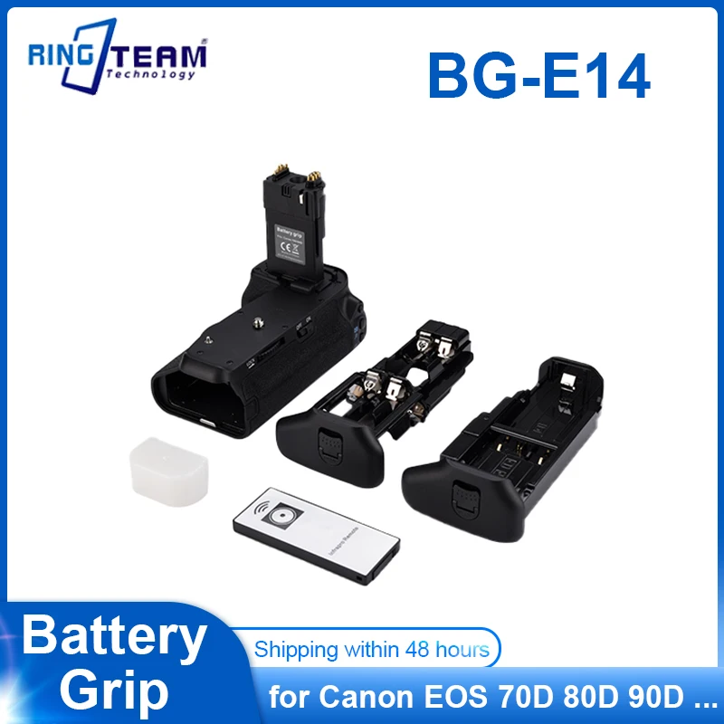 

BG-70D Vertical Battery Grip for Canon EOS 70D 80D 90D DSLR Camera as BG-E14 Work with LP-E6 Battery