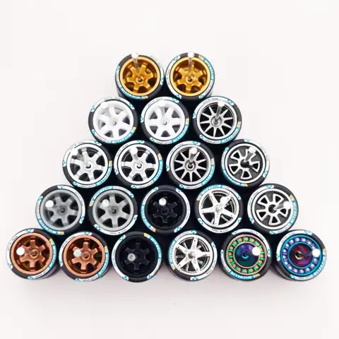 10 Sets 1/64 Alloy Car Wheels Rims Rubber Tires Tyre 10.8mm 11mm Diameter Modify Spare Parts for 1:64 Diecast Car Model