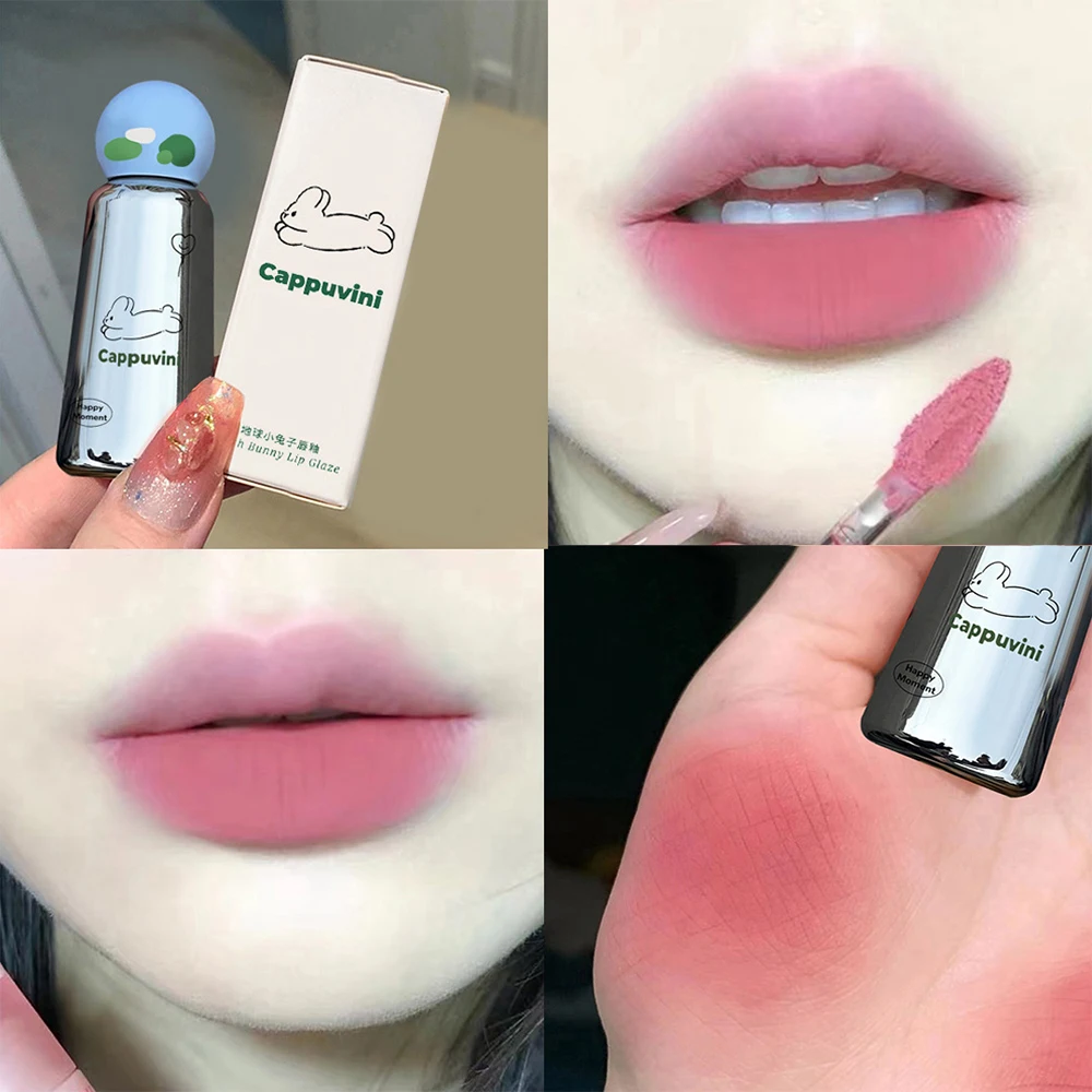 Cappuvini-マットベルベットの口紅,バニーの釉薬,カップを染色しにくい,絹のような滑らかな色のメイク