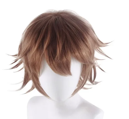 Game Danganronpa Fujisaki Chihiro Wig Cosplay Brown Short Heat Resistant hair for women Dangan Ronpa Fujisaki Chihiro wigs