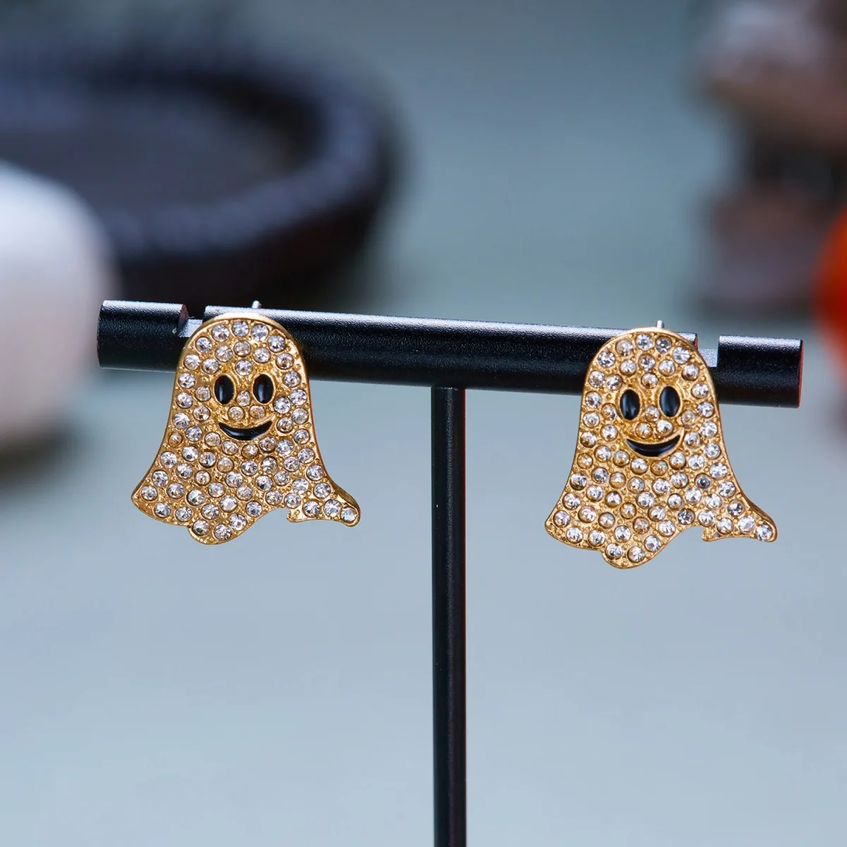Niedliche Cartoon-Geister-Ohrstecker mit Strass und Quasten für Damen, Punk-Geister-Ohrringe, Halloween-Karneval-Party-Schmuck – Detail 29