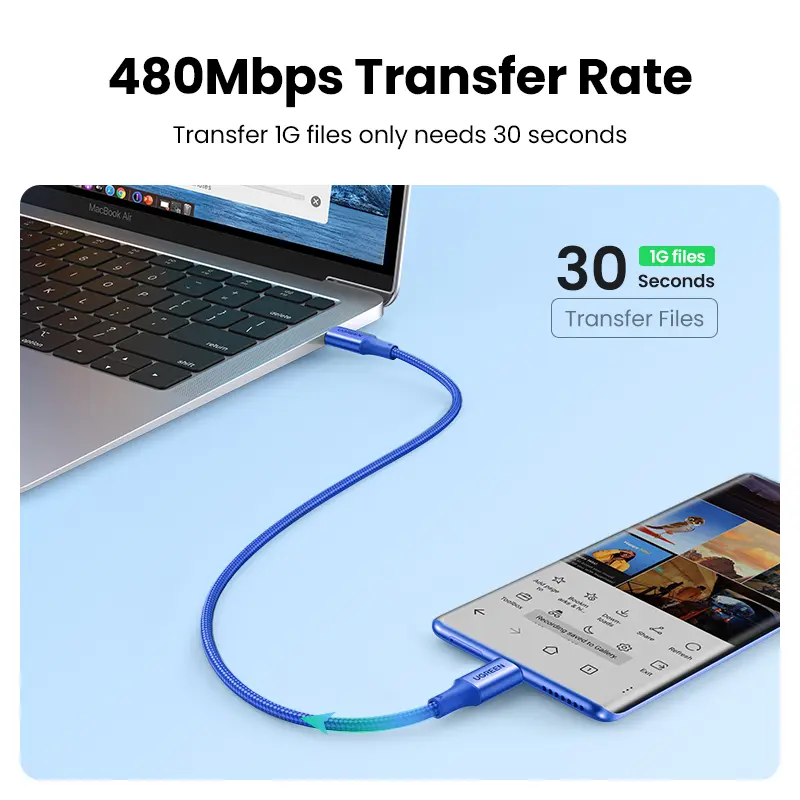 كابل UGREEN USB-C PD3.0 100 واط نوع C إلى نوع C لـ MacBook سامسونج S26 آيفون 17 كابل شحن سريع QC4.0 USB C - 6