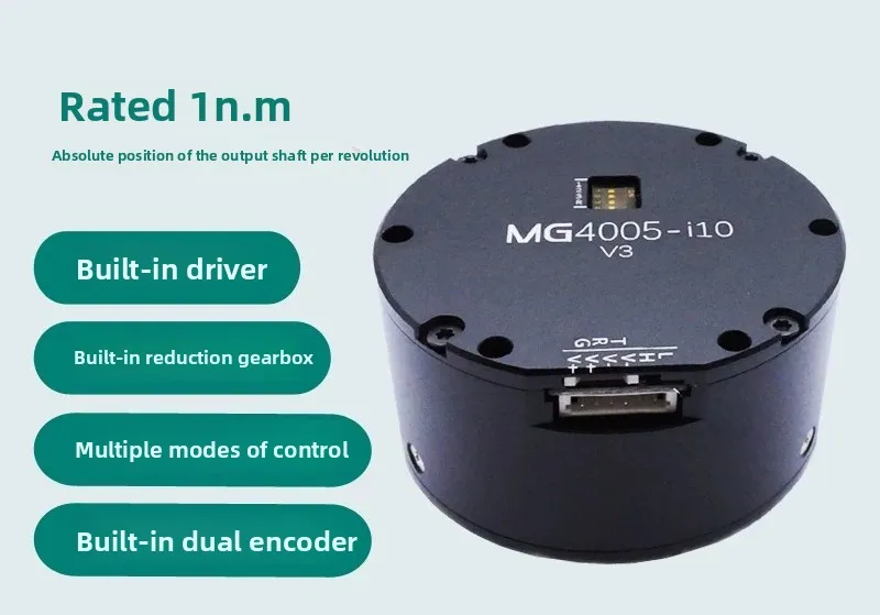 

MG4005E-i:10 Micro Joint Servo Motor with Dual Encoder & Built-in Drive – Planetary Gearbox for Robotic Arm & Robot