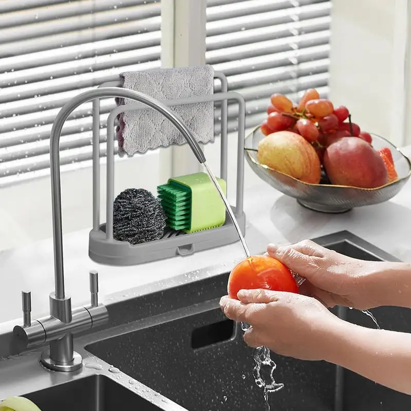 Rag Holder For Kitchen Sink Sink Storage Organizer Space-Saving Rag Holder With Drainage Tray For Kitchen Sink Sponge Dish Cloth