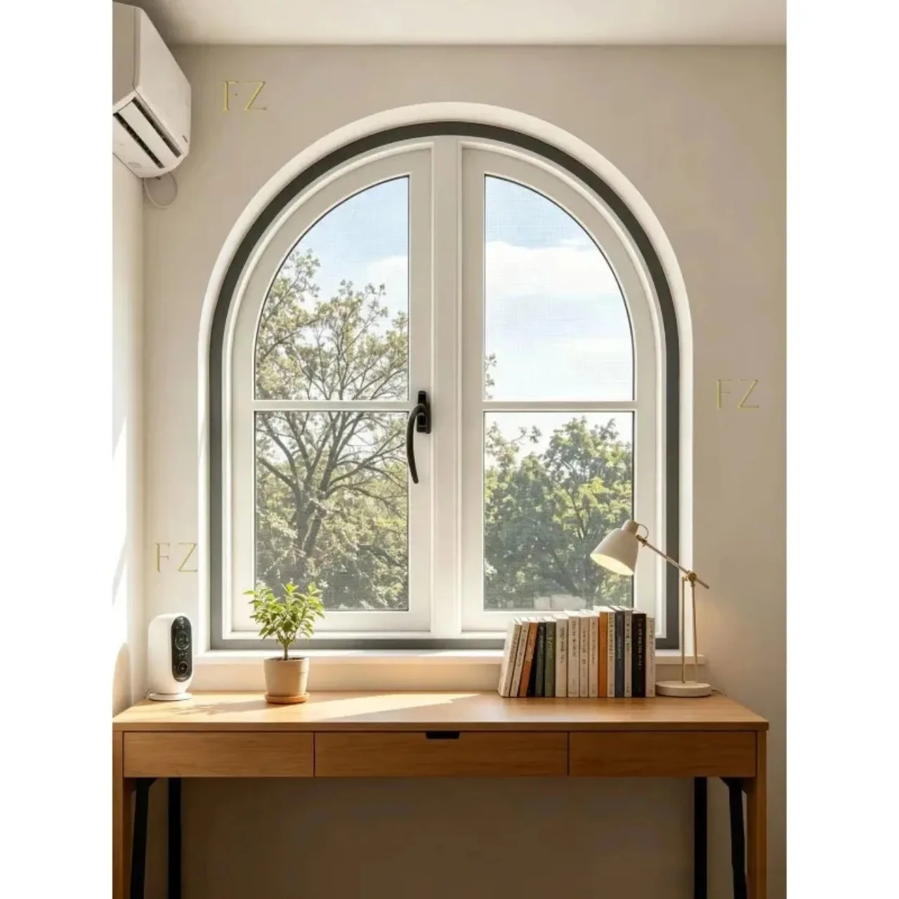 The Latest Gray Arched Full Page Mosquito and Fly Proof Invisible Screen Window, Customizable Size, No Need for Punching