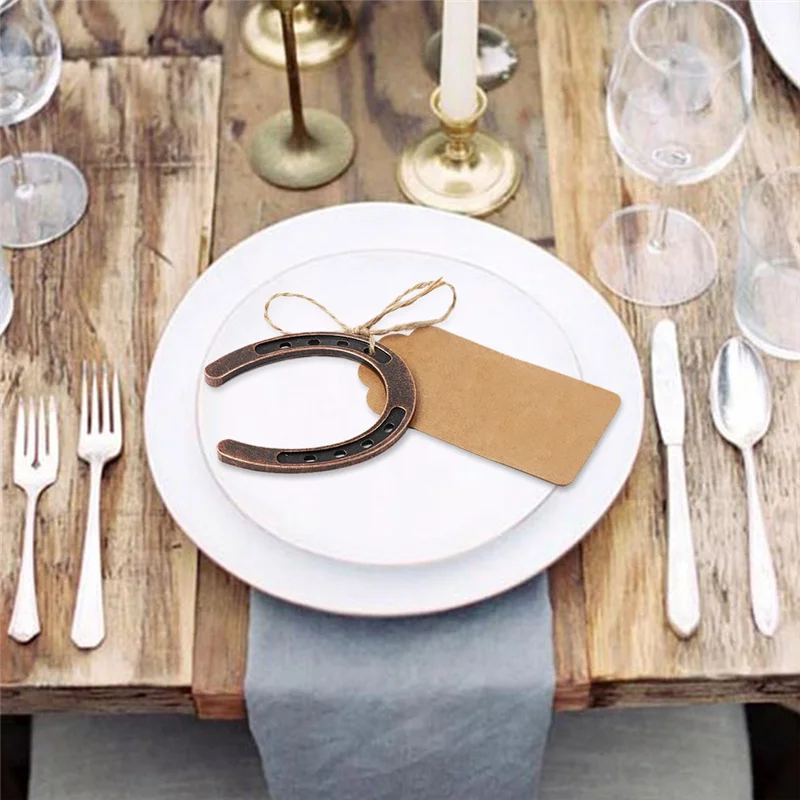 10 個幸運の馬蹄カード結婚式の記念品クラフトタグ付きヴィンテージウェディングパーティーの装飾