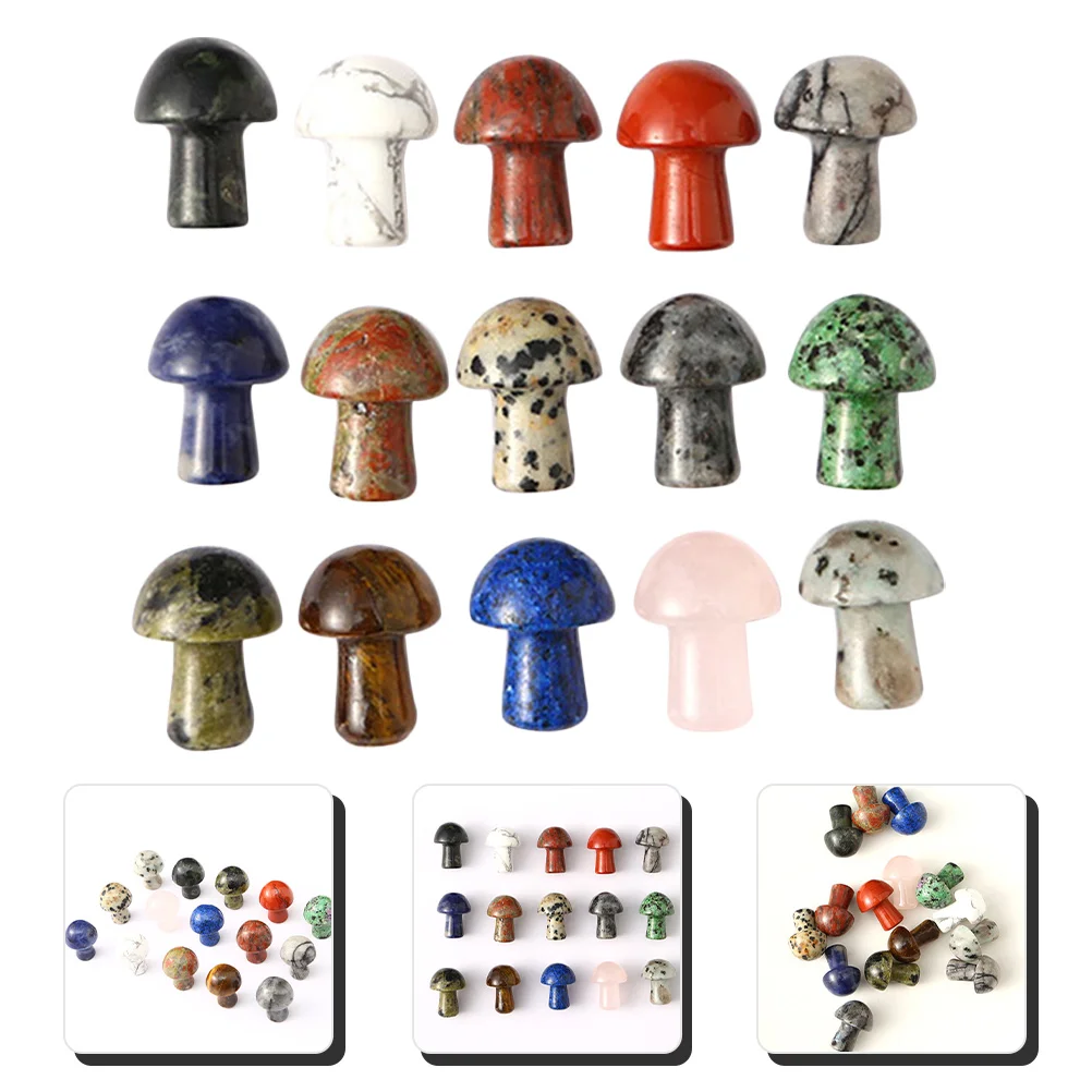 

15Pcs Mini Crystal Mushroom Natural Stone Decoration Bonsai Ornament Micro Landscape Mini Garden Fish Tank Accessory