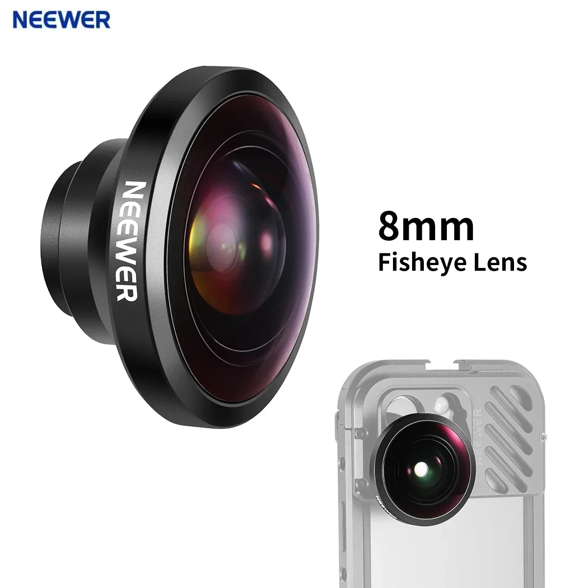 Lensa Ponsel NEEWER HD 8mm Fisheye untuk Pelat Belakang Ulir 17mm 220 °   Sudut Lebar Kompatibel dengan SmallRig untuk iPhone Samsung