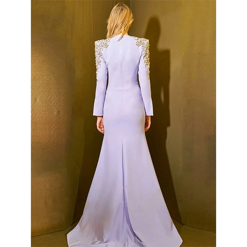 Abiti da sera HIGH STREET La più recente moda 2025 Designer Party Vestido Diamanti da donna Abito lungo diviso con perline Abito lungo lungo فساتmavera