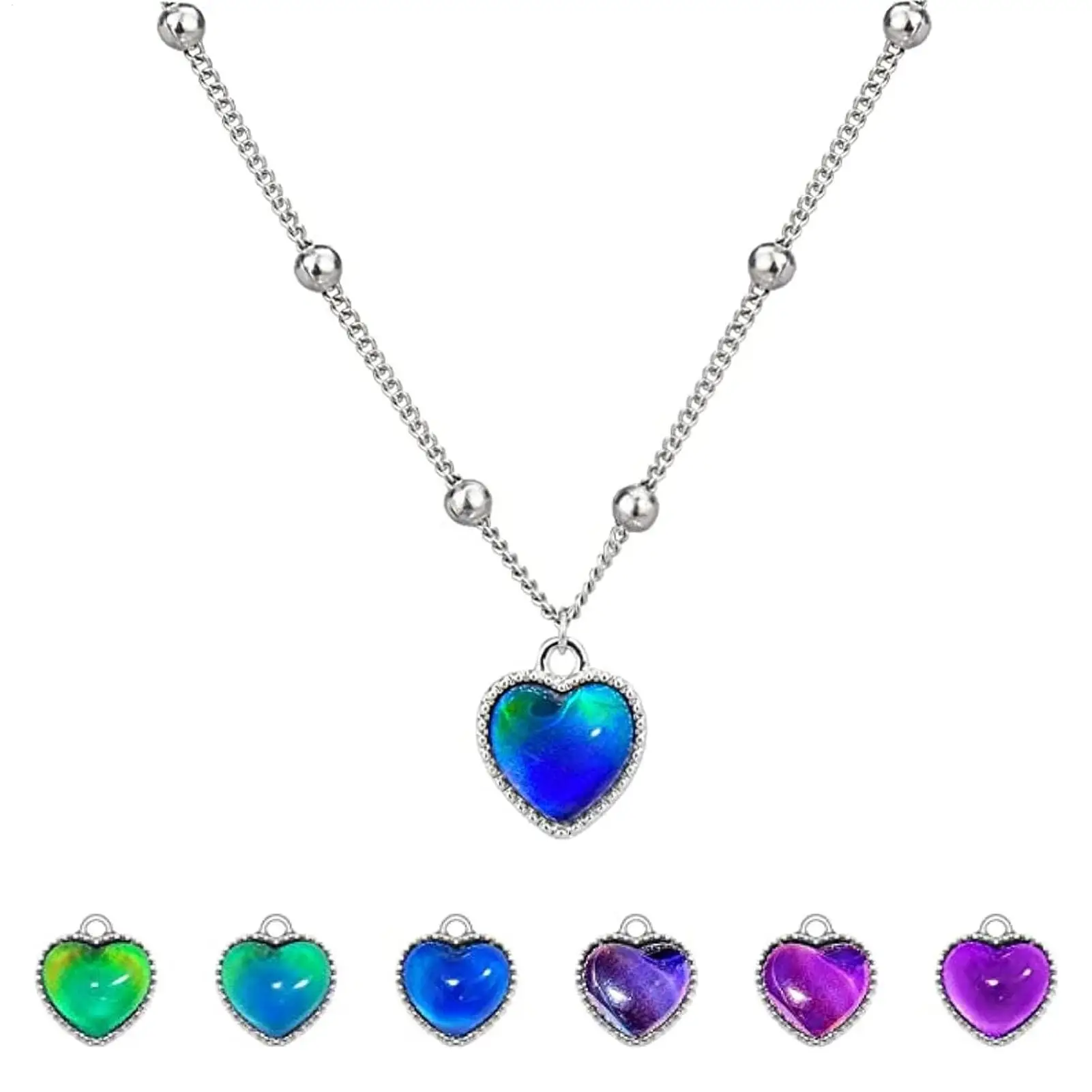 Temperature-Sensitive Love Necklace Color Changing Temperature-Sensitive Color-Changing Love Necklace for Women's Birthday