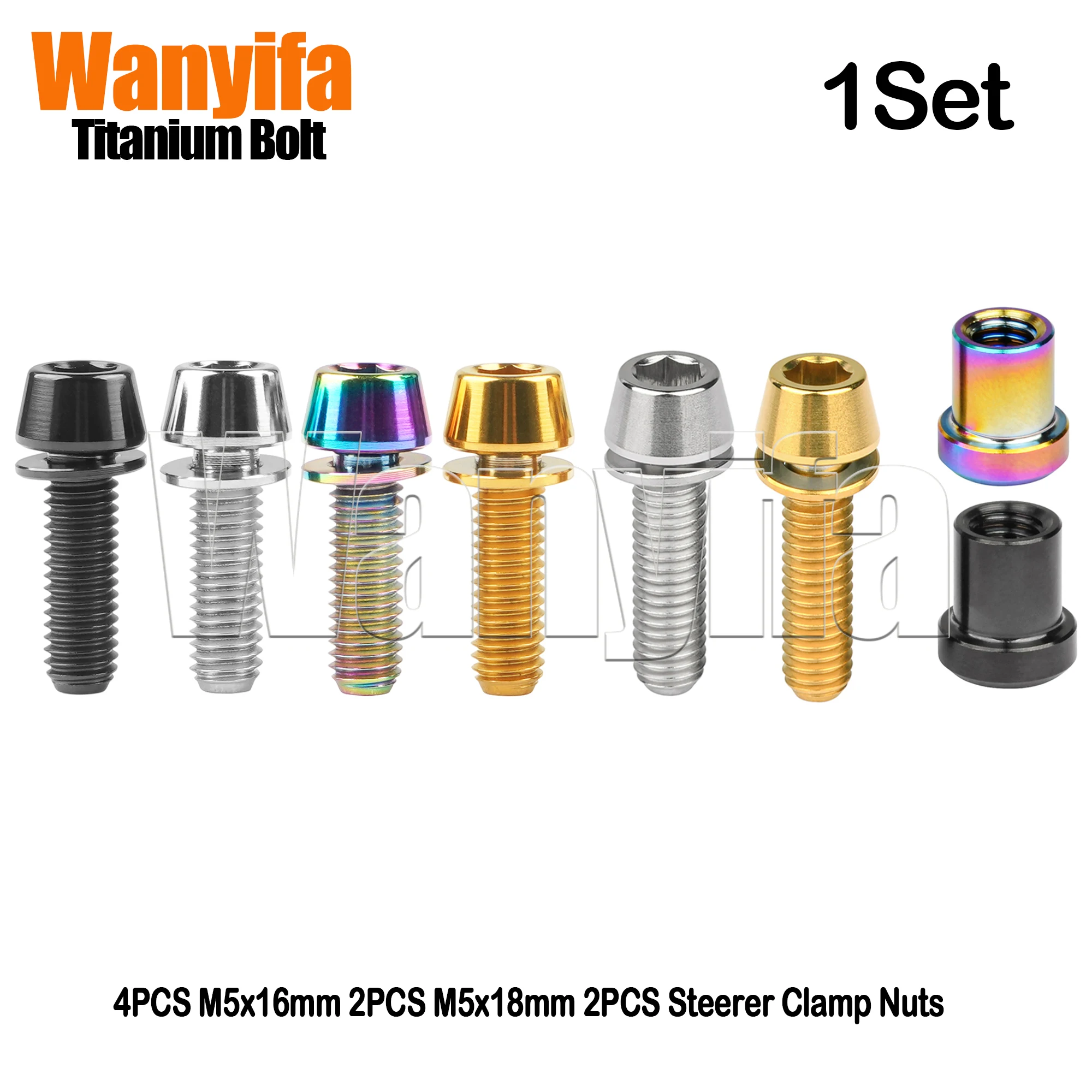 

Wanyifa Titanium Bolts M5 Bicycle Stem 3T Screws with Steerer Clamp Nuts Set for MTB Fixed Accessories