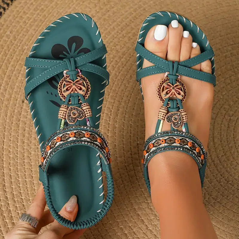 Plus Size Shoes for Women 2026 Summer Fashion Women Comfortable Rhinestone Round Toe Platform Sandals Zapatos De Mujer