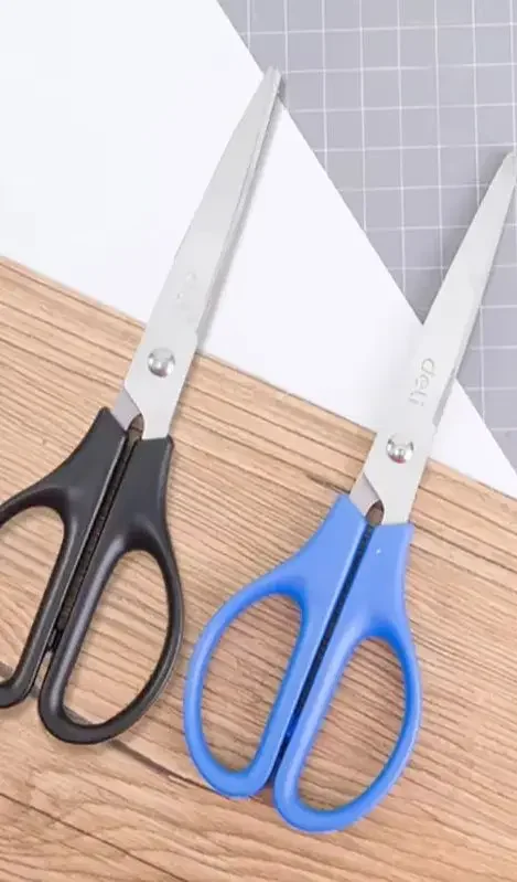 Deli 0603 Office Scissors Stainless Steel Paper Craft Sewing Household Sharp Durable Safety Round Tip Scissors