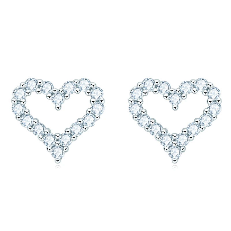 IOGOU Luxury 2mm D Color Moissanite Heart-shaped Stud Earrings for Women Original 925 Sterling Silver High Quality Jewelry