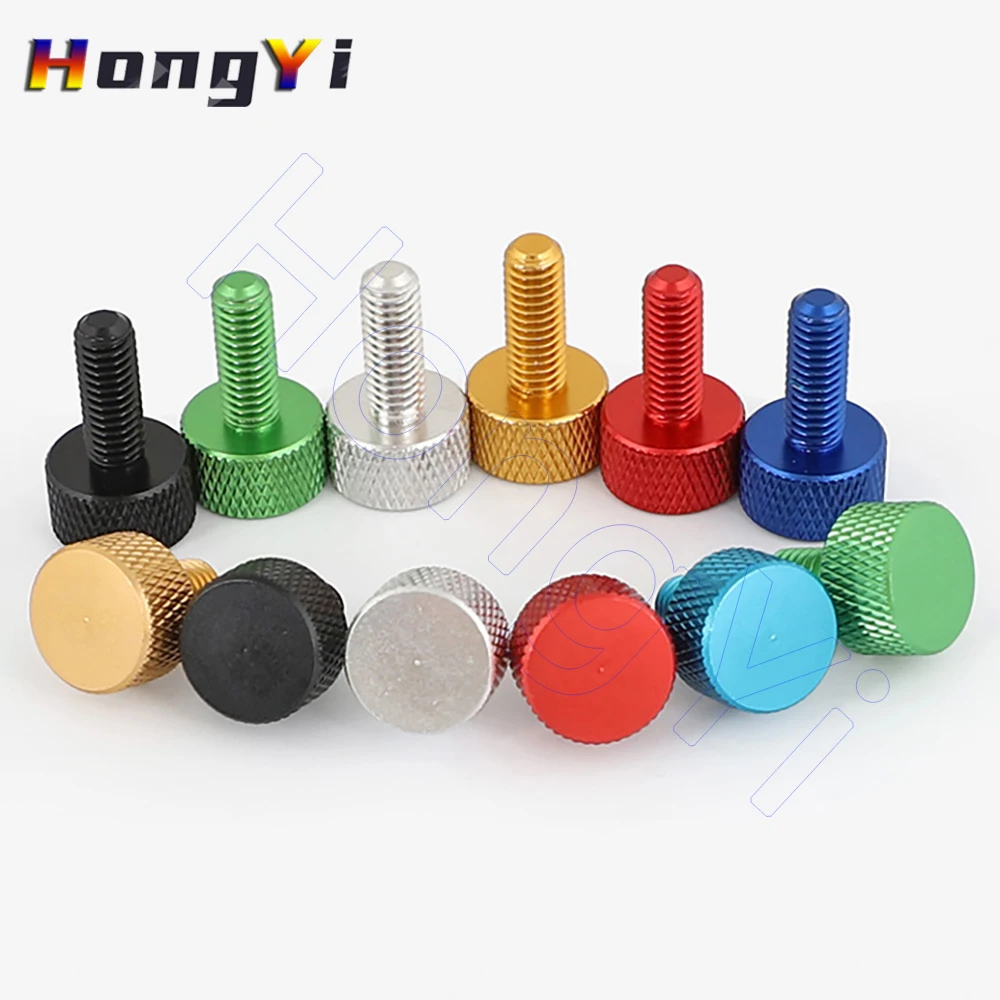 5PCS Aluminum Thumb Screws M3 M4 M5 M6 Knurled Head Colourful Aluminum Hand Tighten Screw Length 6mm to 20mm Computer Case Bolts