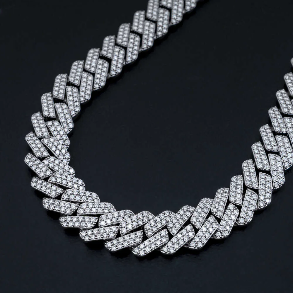 Hip Hop Iced Out Jewelry Luxury 925 Sterling Silver Gra Vvs1 Moissanite Diamond Cuban Link Chain