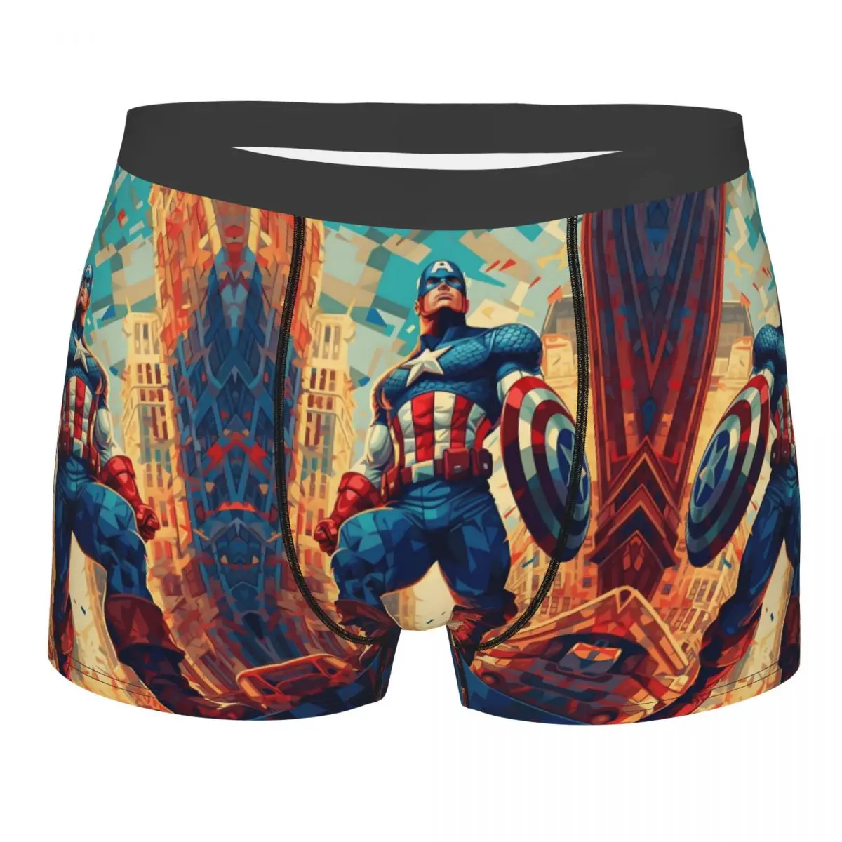 

Custom Captain America Boxers Shorts Men Anime Cartoon Classical Film Briefs Underwear Cool Underpants