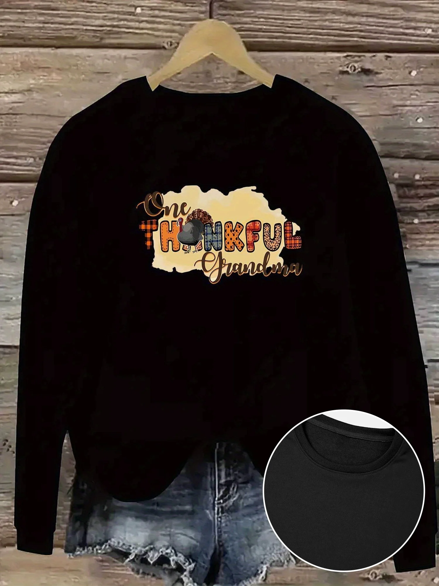 

Женский повседневный свитер с круглым вырезом и буквенным принтом «Один благодарная бабушка», вязаный свитер из 100% полиэстера