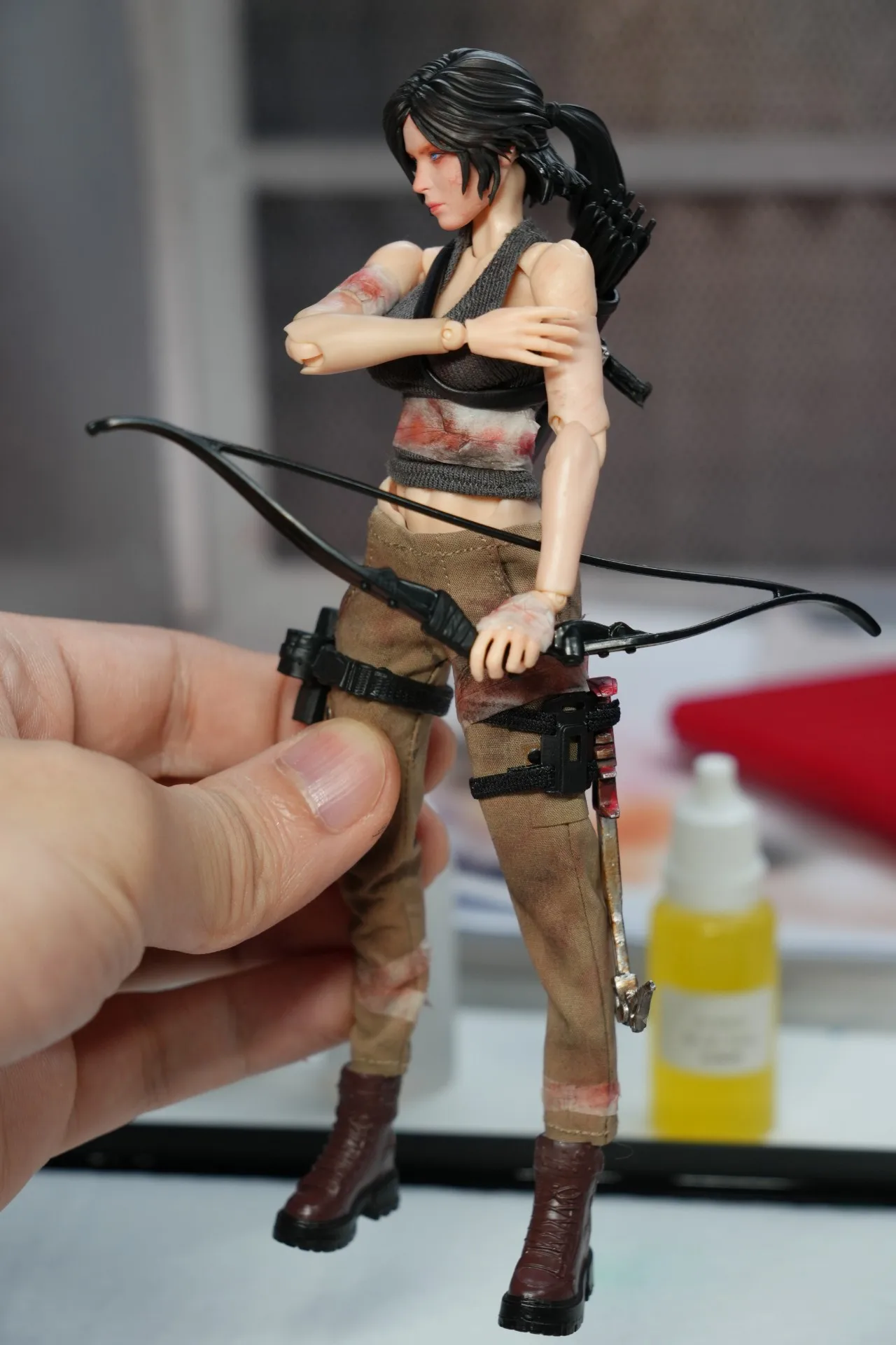 اليدوية 1/12 مقياس أنثى الجندي تومب رايدر لارا اللوحة رئيس نحت اكسسوارات ل 6in رومانية عمل نموذج لجسم #5
