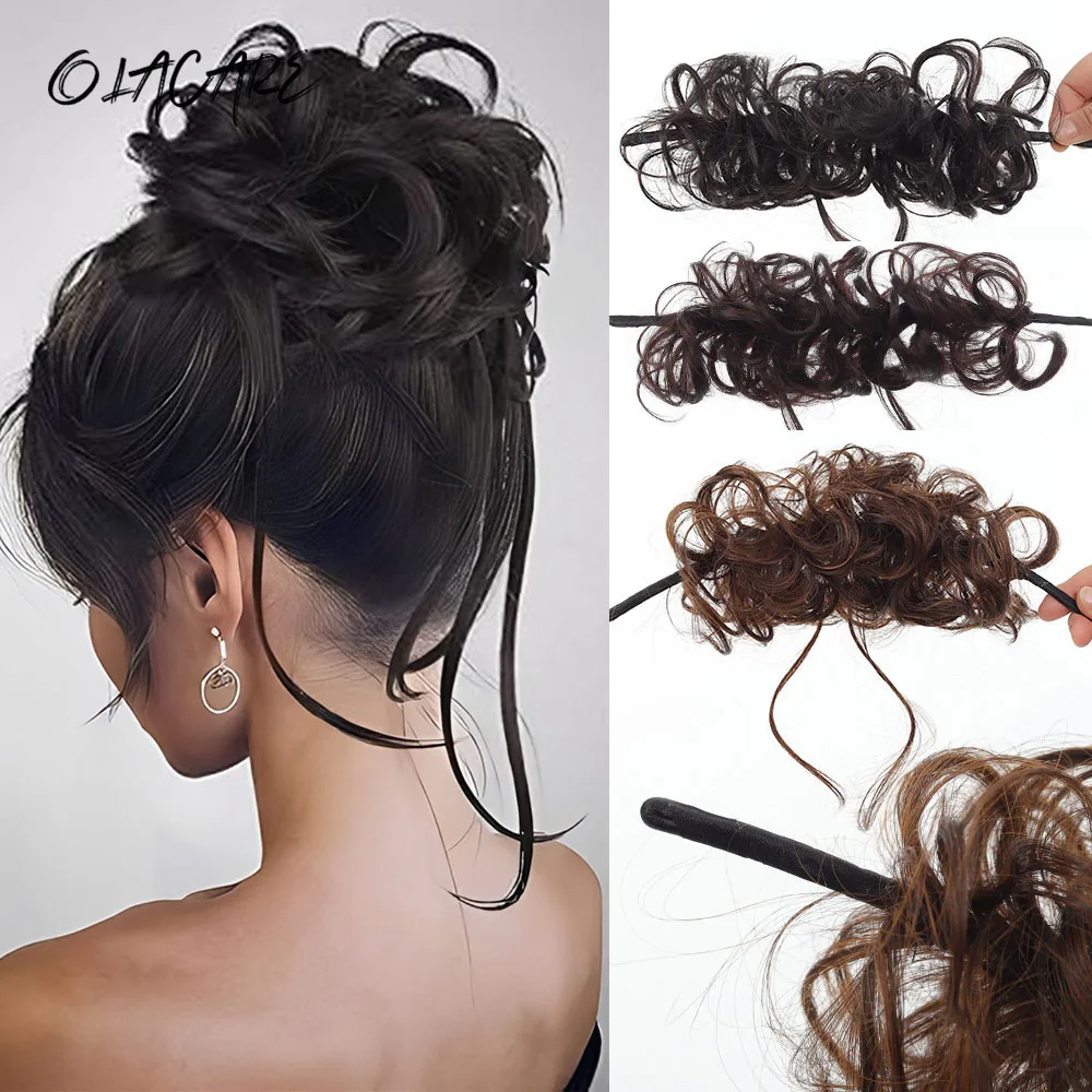 

Синтетический накладной пучок для волос, небрежный кудрявый, самозакрепляющийся, в стиле «Драконий хвост», на резинке, эластичный, имитация волос