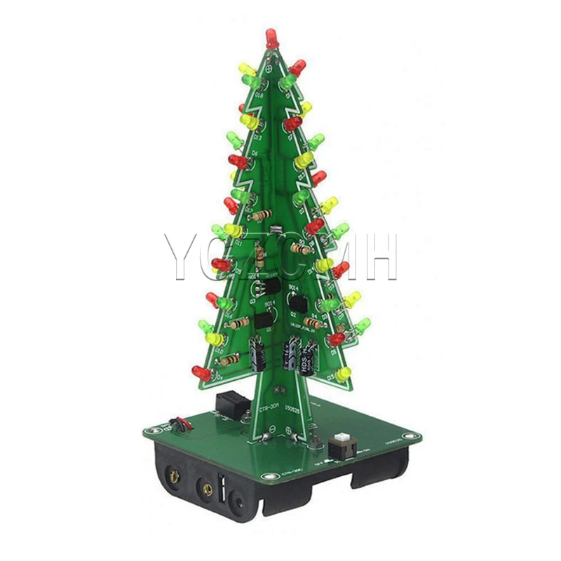 RGB LED Flash Circuit Kit 3D albero di natale colorato fai da te saldatura pratica PCB